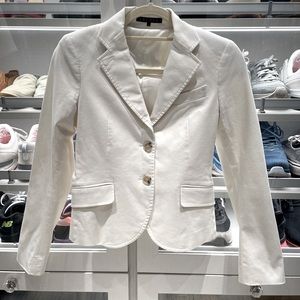 Theory Stretch Cotton Blazer, Size 0, White